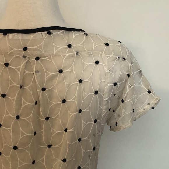 Potter's Pot/Anthropologie Sheer White/Black Top - Picture 6 of 9